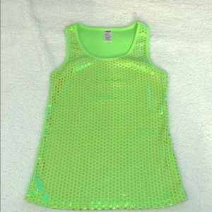 Lime Green Sequin Tank Top